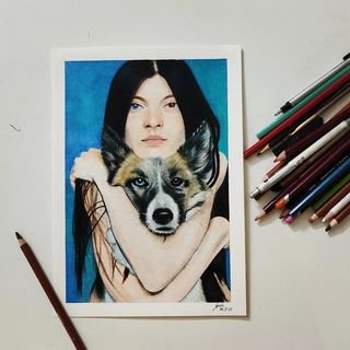 Vibrant Portrait of Bond - Girl and Her Dog